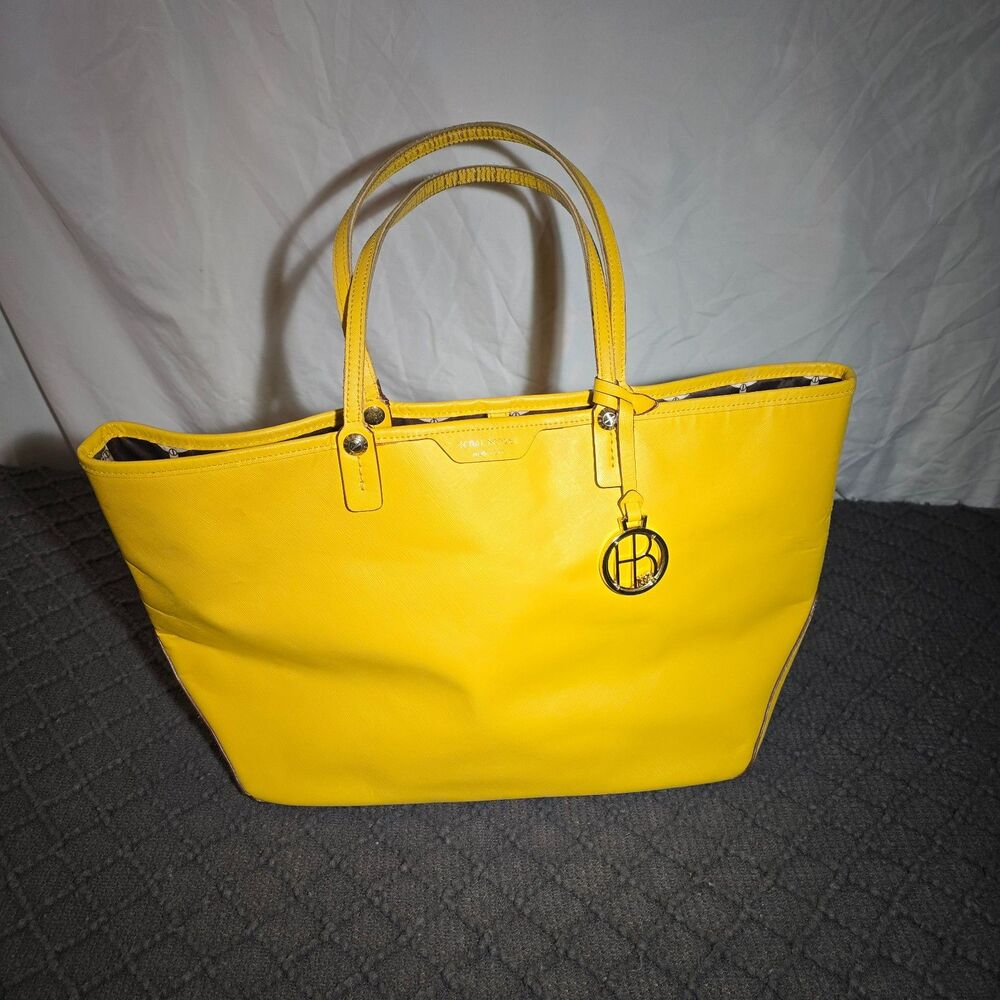 Henri Bendel Classic Yellow Saffiano Leather Tote West 57th E W